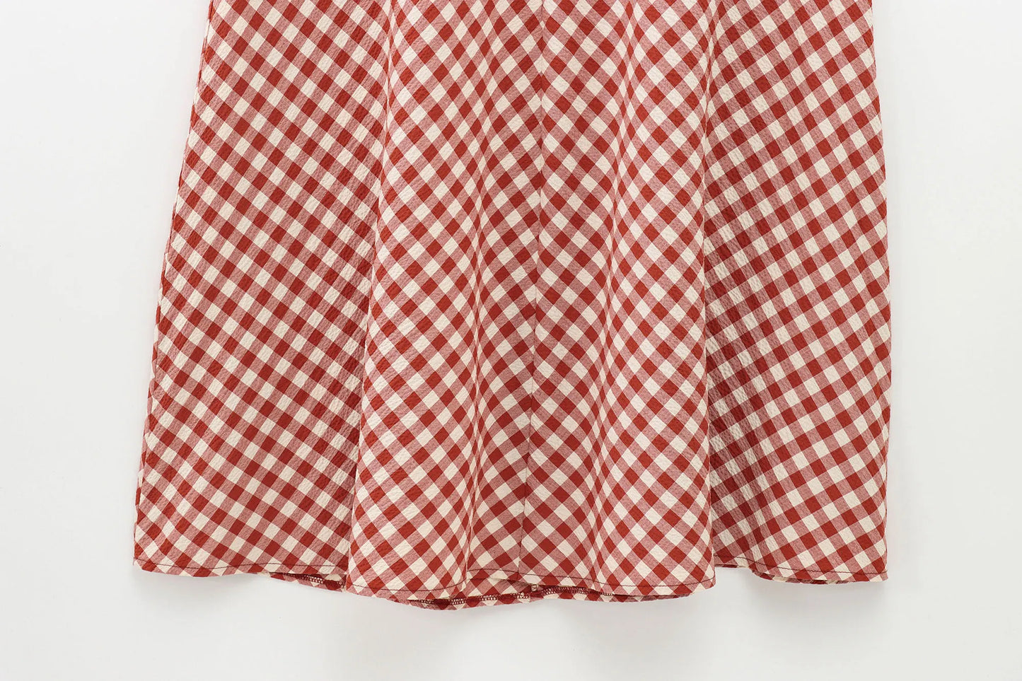 Women’s Summer Plaid Two-Piece Set – Strapless Button Crop Top & A-Line Skirt