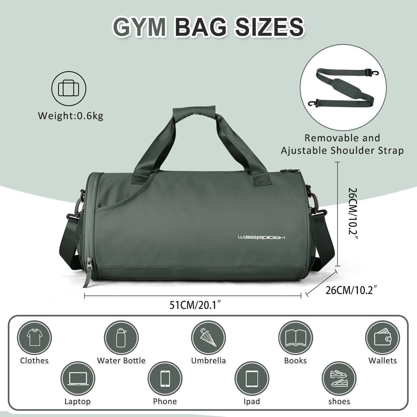 Women’s Waterproof Gym, Yoga & Weekend Bag with Shoe Compartment