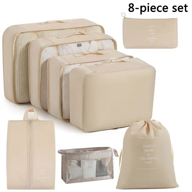 Travel Storage Organizer Set – Packing Cubes for Clothes, Toiletries, Shoes & Dorm Use