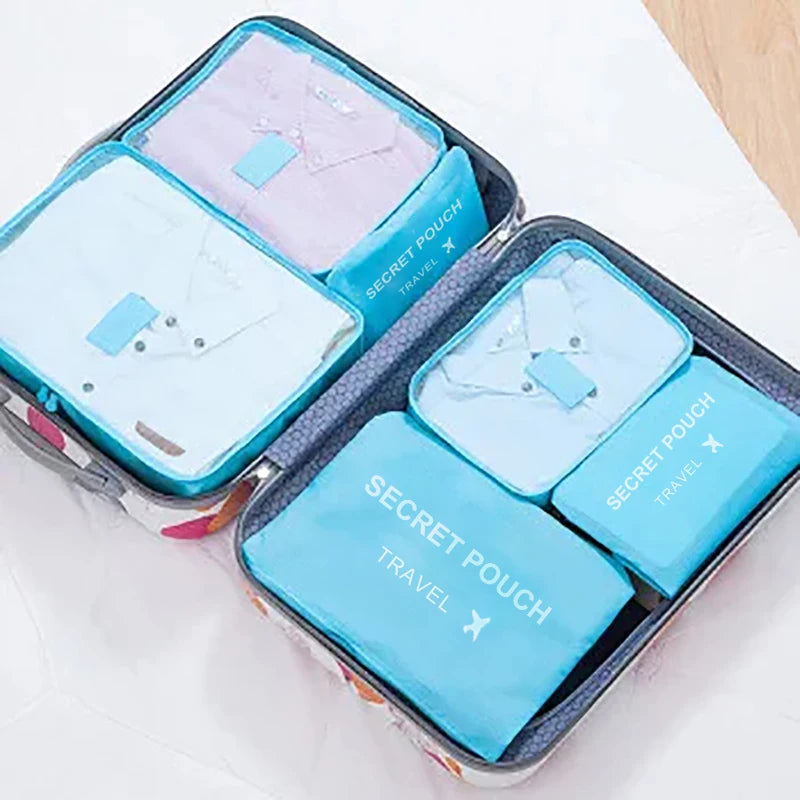 6 Pcs Travel Storage Bag Set – Waterproof, Large, Eco-Friendly Luggage Organisers