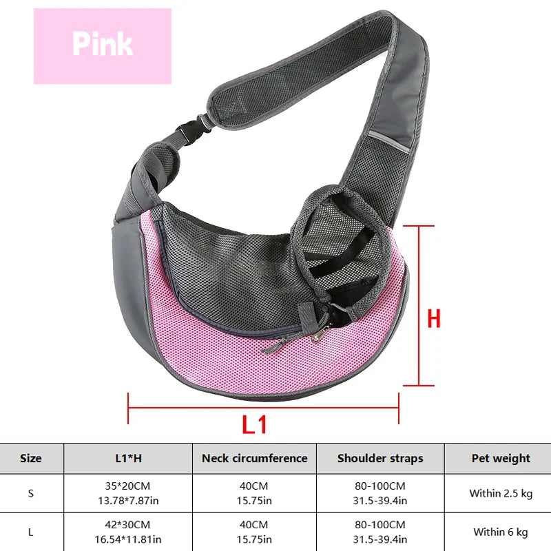 Dog Sling Carrier Backpack – Breathable Mesh Crossbody Bag for Dogs & Cats