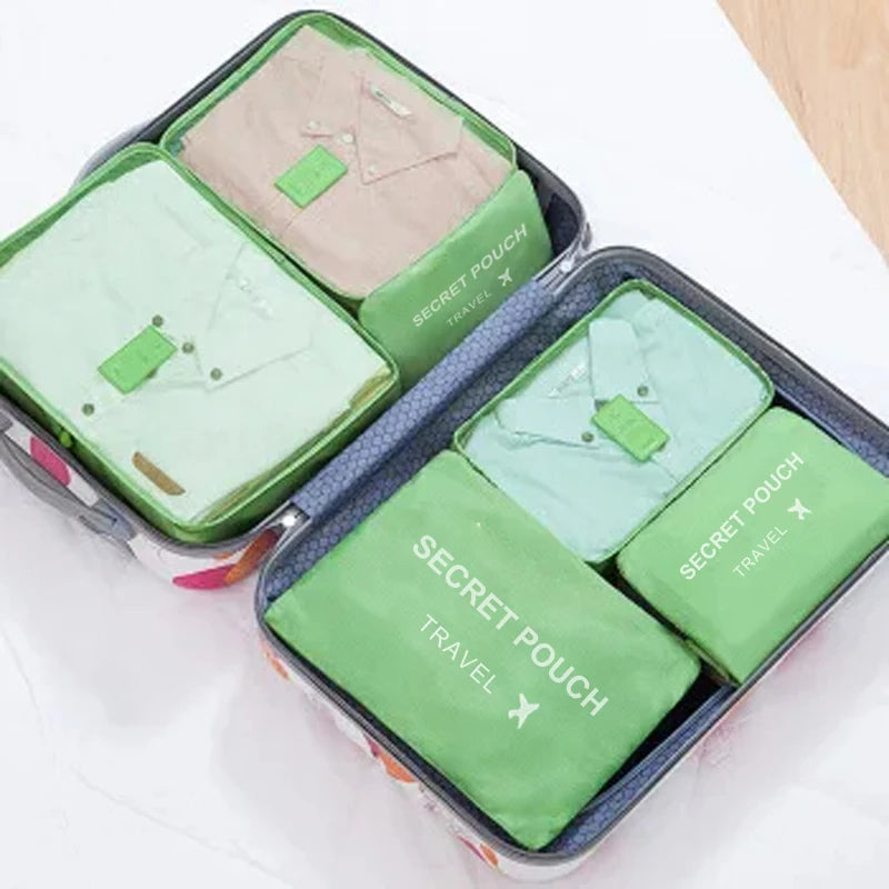 6 Pcs Travel Storage Bag Set – Waterproof, Large, Eco-Friendly Luggage Organisers
