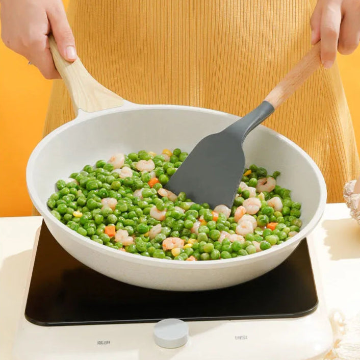 Medical Stone Ceramic Cookware for Gas & Induction - Non-Stick Wok Frying Pan