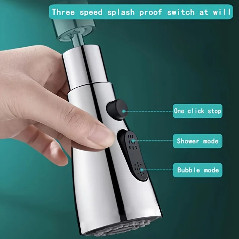 Anti-Splash 360° Rotating Kitchen Tap Attachment with 3 Water-Saving Modes