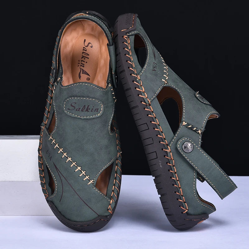 New Handmade Summer Sandals for Men – Breathable Outdoor Leather Shoes