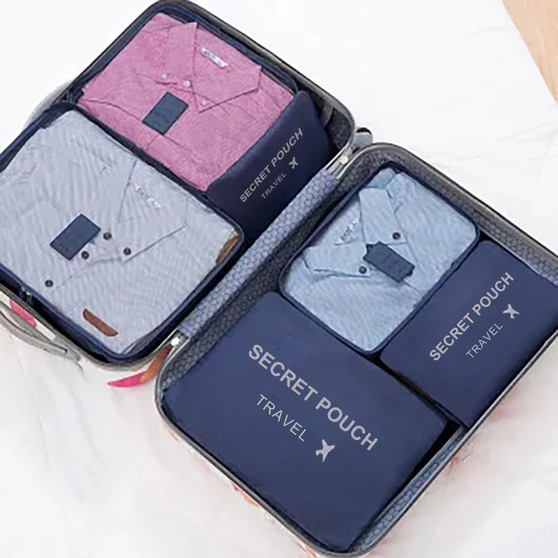 6 Pcs Travel Storage Bag Set – Waterproof, Large, Eco-Friendly Luggage Organisers