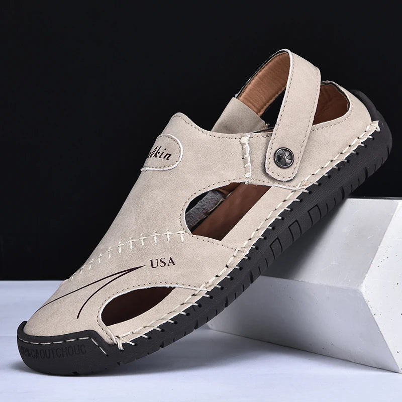 New Handmade Summer Sandals for Men – Breathable Outdoor Leather Shoes