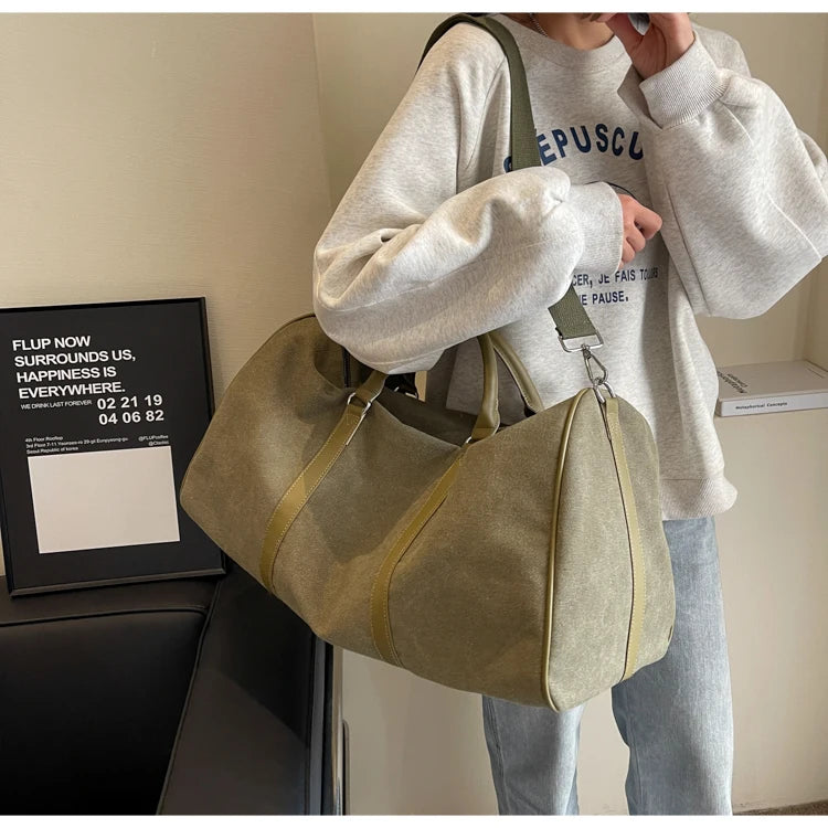 Large Capacity Canvas Travel Duffel – Foldable, Durable & Unisex Shoulder Bag