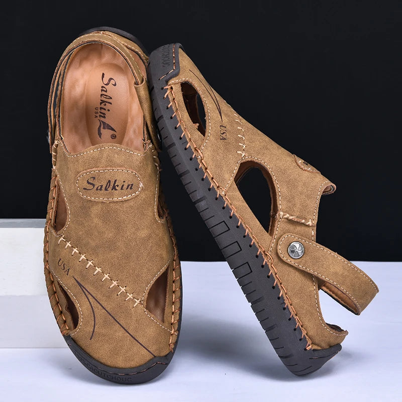 New Handmade Summer Sandals for Men – Breathable Outdoor Leather Shoes