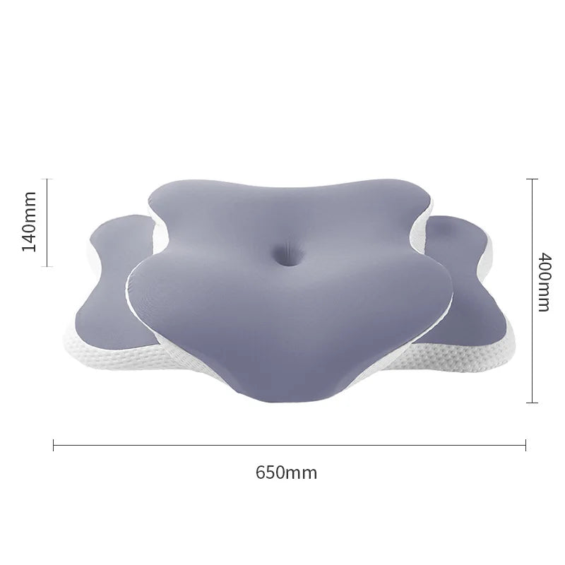 Gray seat cushion with measurements on a white background