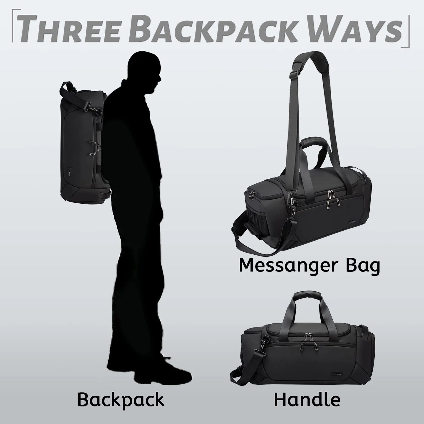 Men's Waterproof Gym Duffel Bag – Bag with Shoe Compartment, Wet/Dry Separation