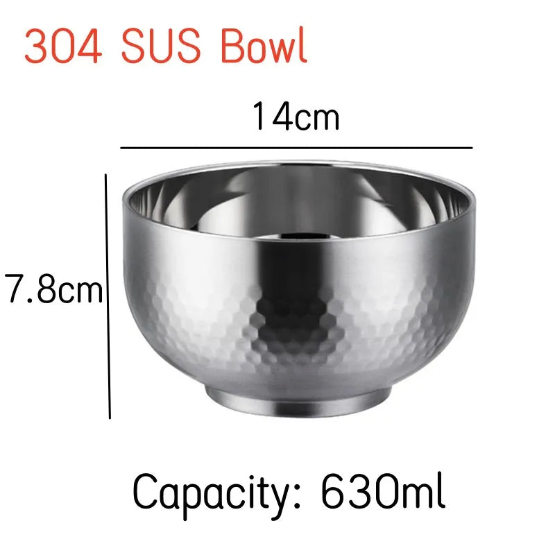 304 Stainless Steel Double-Wall Bowl – Heat-Insulated, Anti-Slip, Built to Last