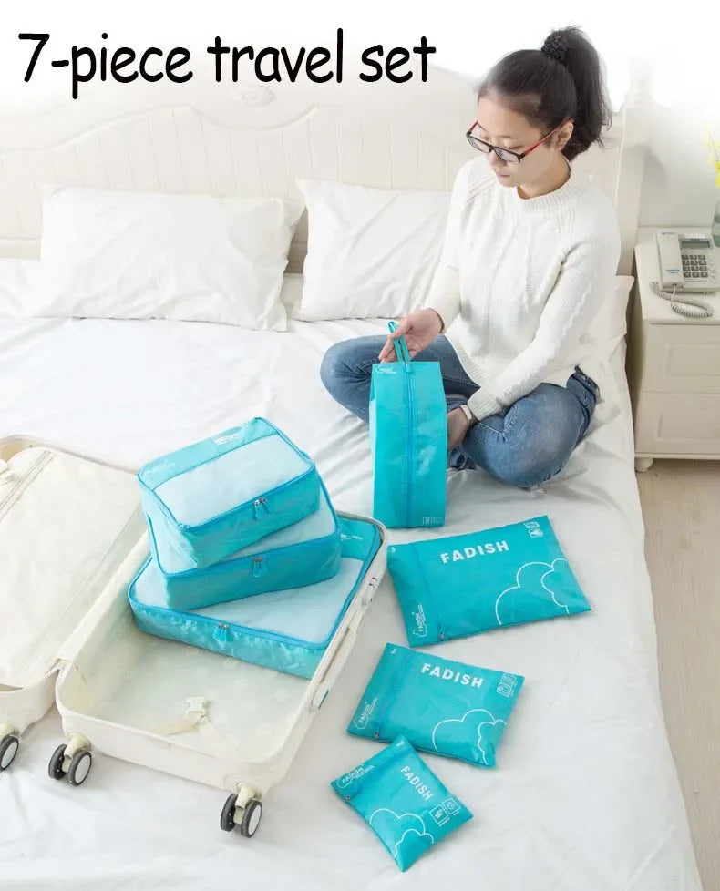 7/6 PCS Travel Organizer Set – Waterproof Packing Cubes for Clothes and Accessories