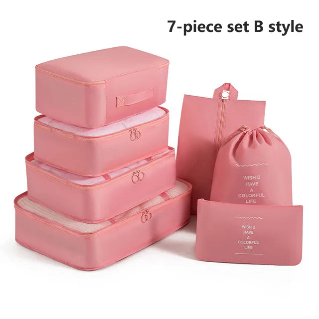 7PCS Travel Organizer Set – Packing Cubes for Clothes, Shoes & Luggage