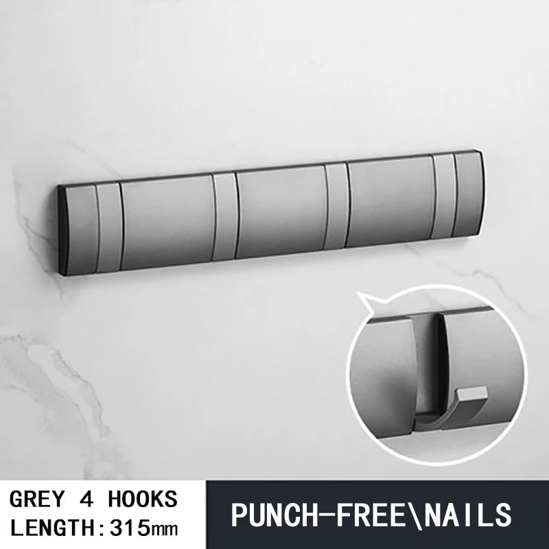 Folding Wall Hook Rack Available in 3 to 5 Hook Options | No-Drill or Screw Mounting
