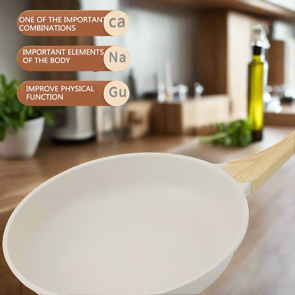Medical Stone Ceramic Cookware for Gas & Induction - Non-Stick Wok Frying Pan