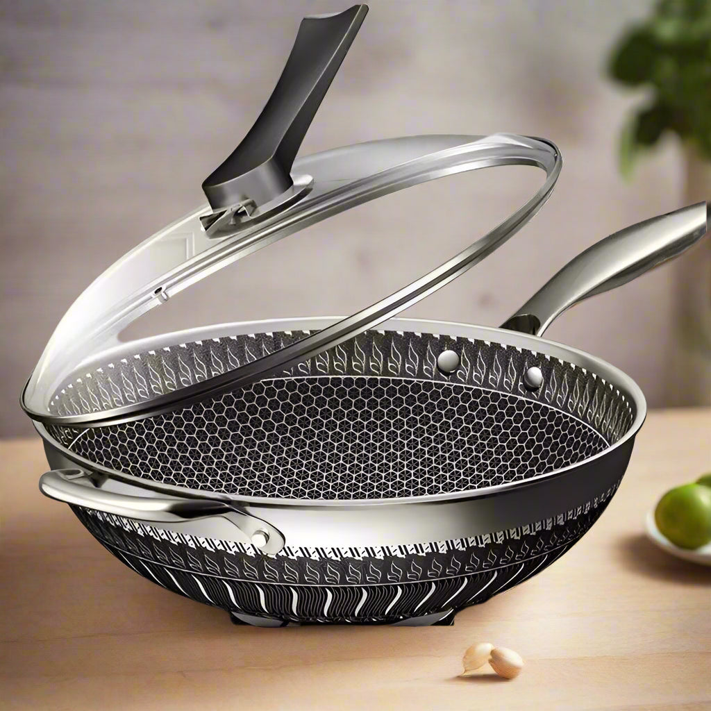 Double-Sided 316 Stainless Steel Wok – Natural Cooking, No Coating