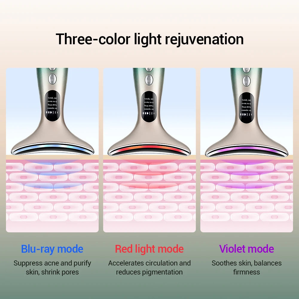 Neck & Face Beauty Device – 3-Colour LED Skin Tightening & Wrinkle Remover