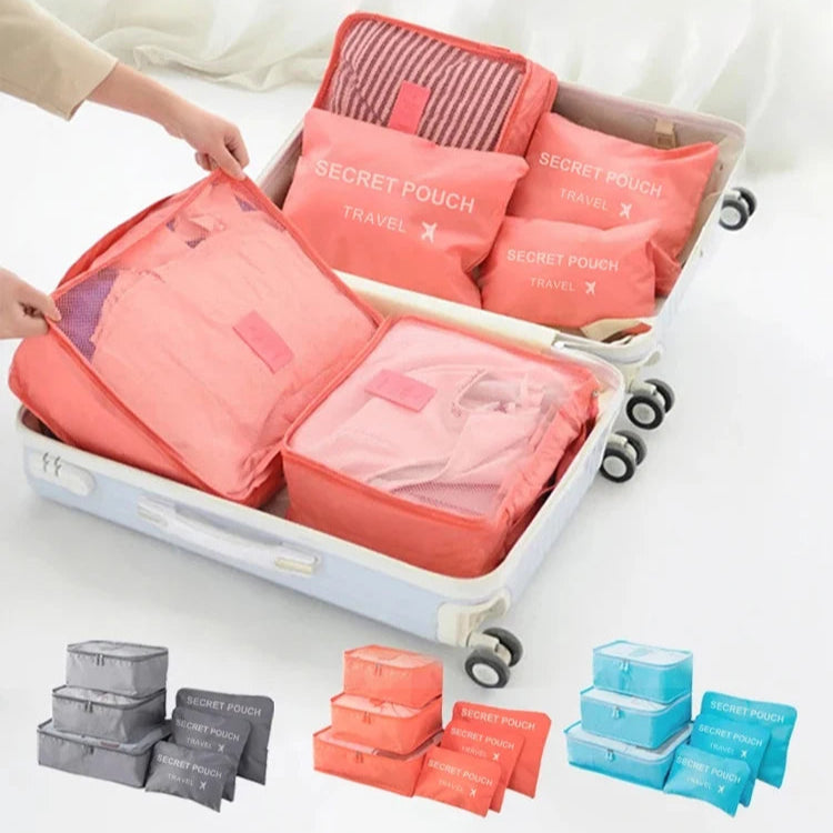 6 Pcs Travel Storage Bag Set – Waterproof, Large, Eco-Friendly Luggage Organisers