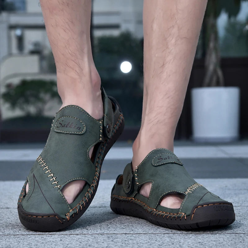 New Handmade Summer Sandals for Men – Breathable Outdoor Leather Shoes
