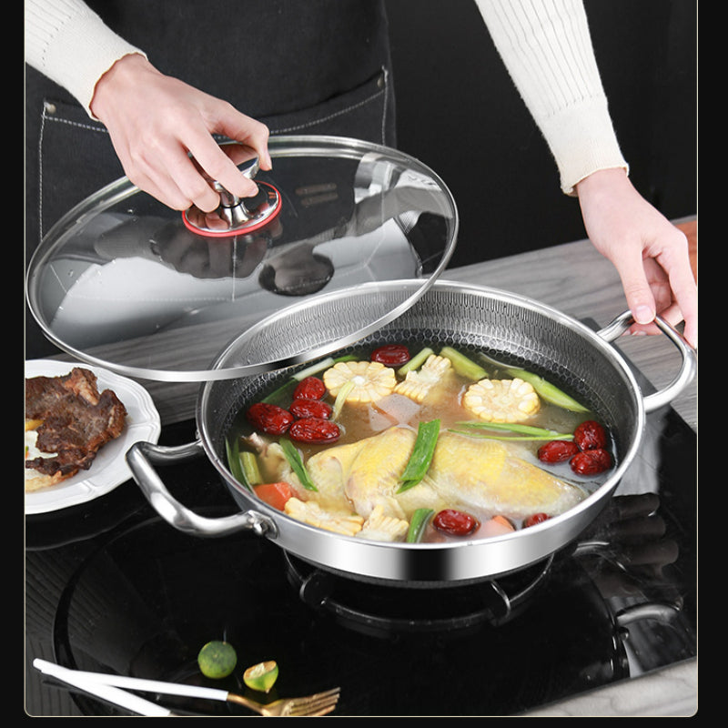 304 Stainless Steel Honeycomb Non-Stick Soup Pot – 32cm Frying Pan