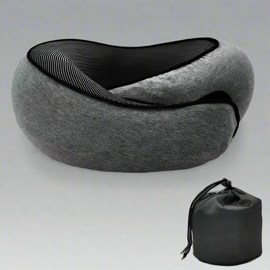 Memory Foam U-Shaped Travel Neck Pillow – Snail Style Portable Support Carry Bag