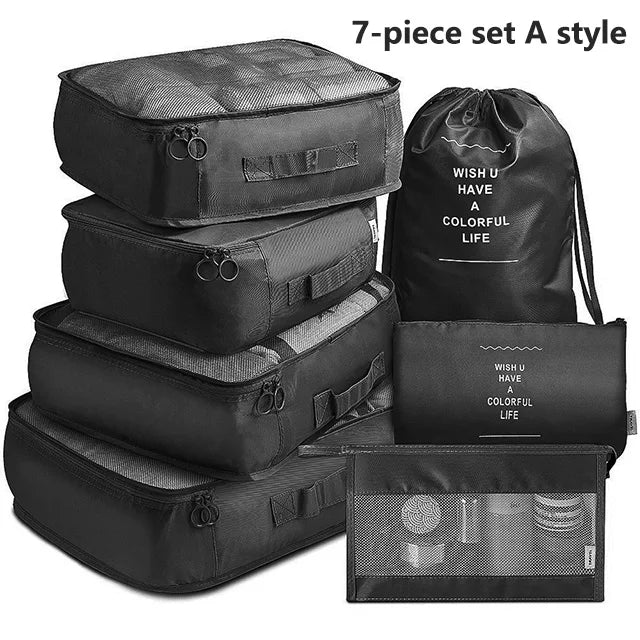 7PCS Travel Organizer Set – Packing Cubes for Clothes, Shoes & Luggage