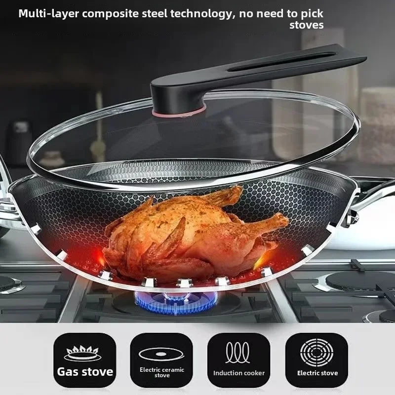 Double-Sided 316 Stainless Steel Wok – Natural Cooking, No Coating