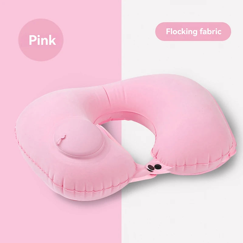Inflatable Travel Neck Pillow – Portable U-Shaped Press-to-Inflate Pillow
