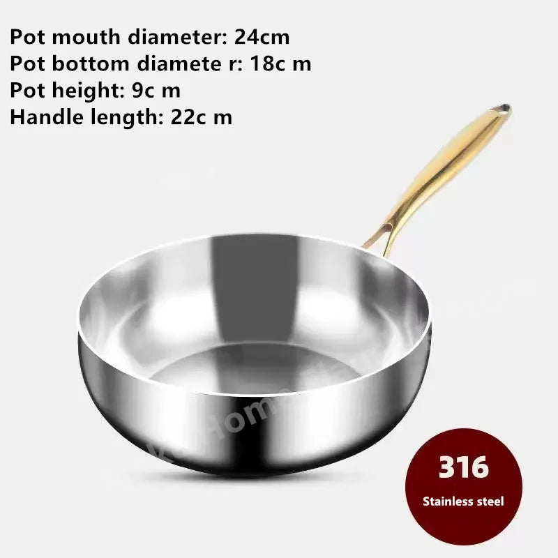 316 Stainless Steel Deep Frying Pan – Uncoated Non-Stick Wok