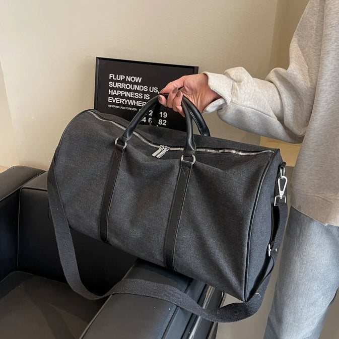 Large Capacity Canvas Travel Duffel – Foldable, Durable & Unisex Shoulder Bag