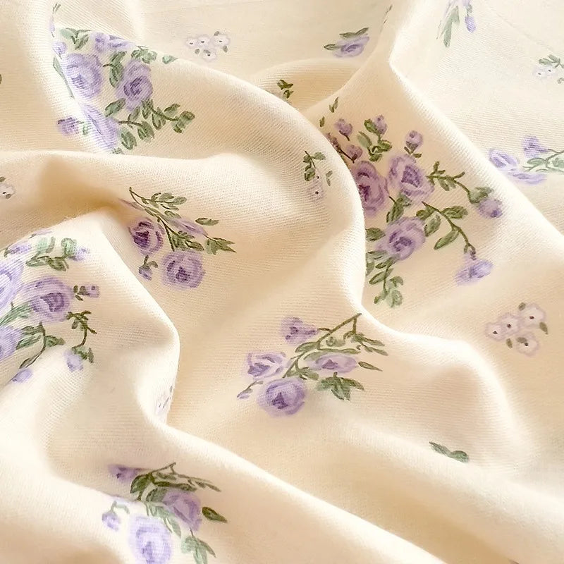 100% Cotton Floral Bed Sheet Set – Ultra Soft Pink/Purple Blossom Print