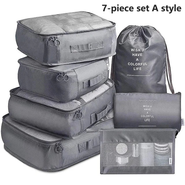 7PCS Travel Organizer Set – Packing Cubes for Clothes, Shoes & Luggage