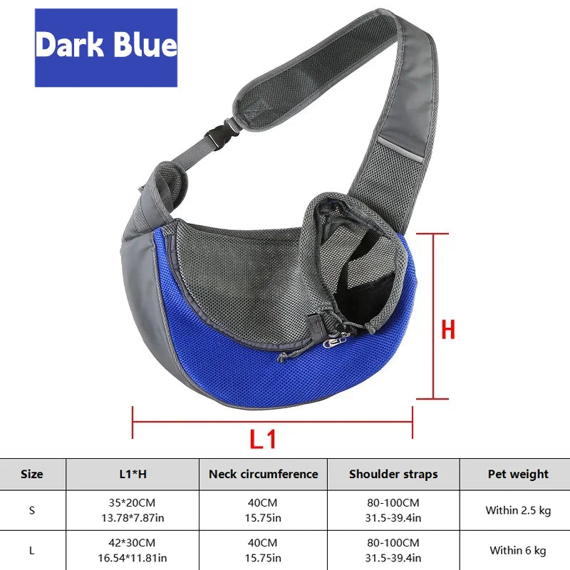 Dog Sling Carrier Backpack – Breathable Mesh Crossbody Bag for Dogs & Cats
