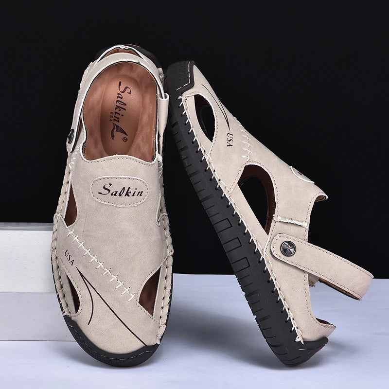 New Handmade Summer Sandals for Men – Breathable Outdoor Leather Shoes