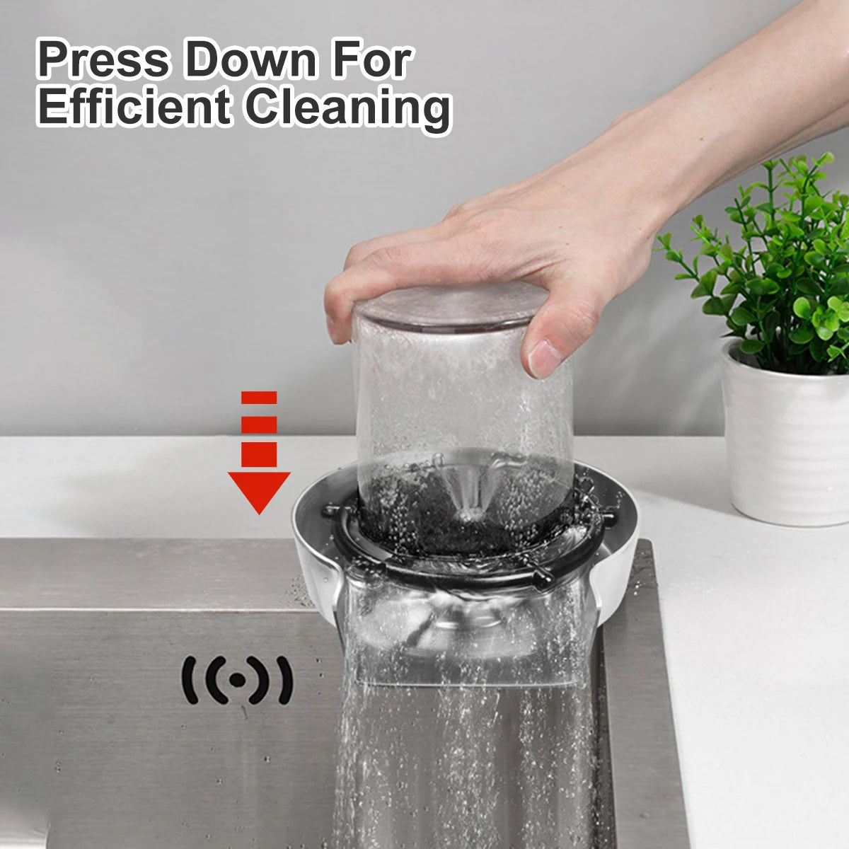 Automatic Glass Rinser for Kitchen Sink – Stainless Steel Bottle & Cup Washer