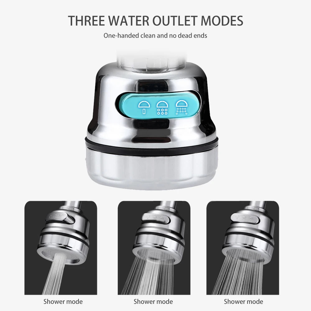 Tap Nozzle with 3 Water Modes–360° Rotating Tap Spray Nozzle for Kitchen & Bathroom