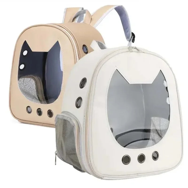 PU Leather Transparent Pet Carrier Backpack – Breathable Travel Bag for Cats & Small Dogs Dealprice.co.uk