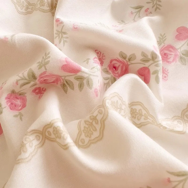 100% Cotton Floral Bed Sheet Set – Ultra Soft Pink/Purple Blossom Print