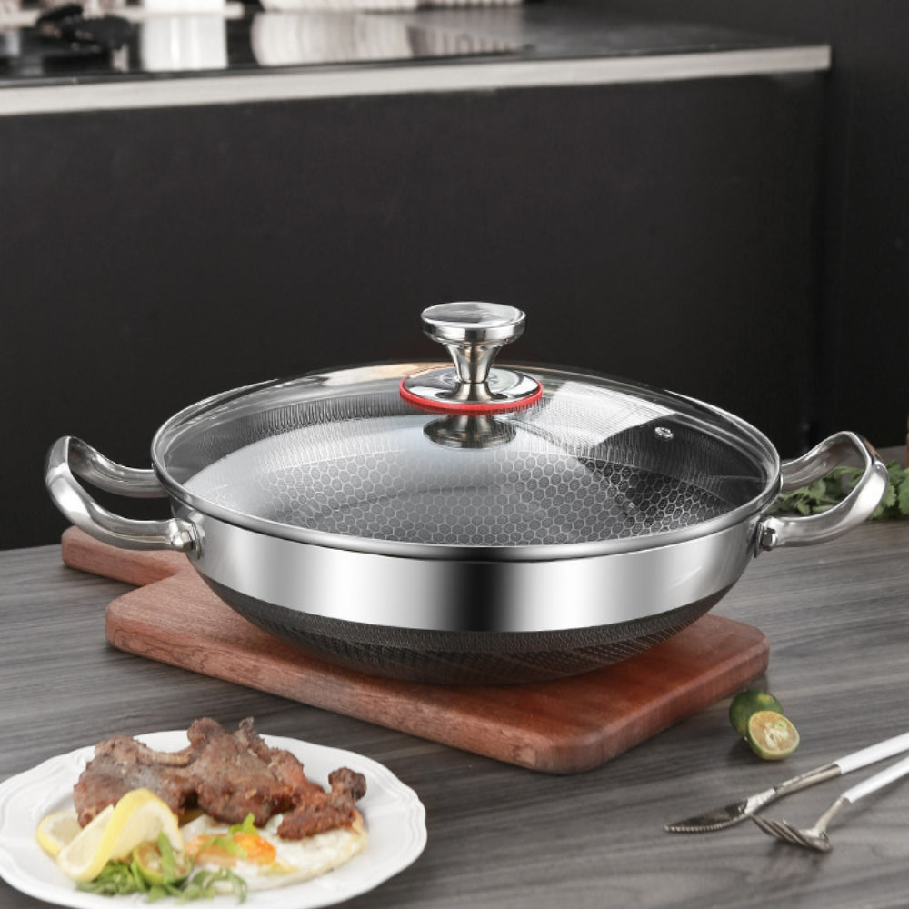 304 Stainless Steel Honeycomb Non-Stick Soup Pot – 32cm Frying Pan