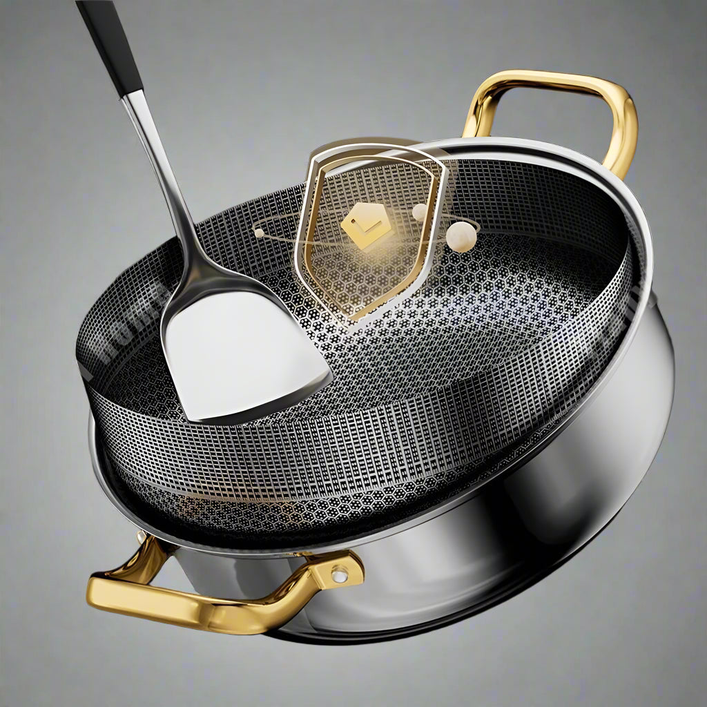 Multi-Layer 410 Stainless Steel Frying Pan with Lid – Fast Heat, All-Hob Ready