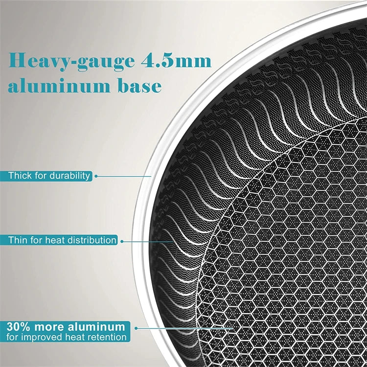 Stainless Steel Non-stick Honeycomb Frying Pan with Lid – Ceramic & Electric, induction