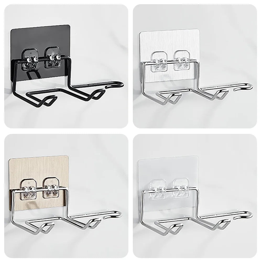 No-Drill Wall-Mounted Stainless Steel Hair Dryer Holder & Organizer Dealprice.co.uk