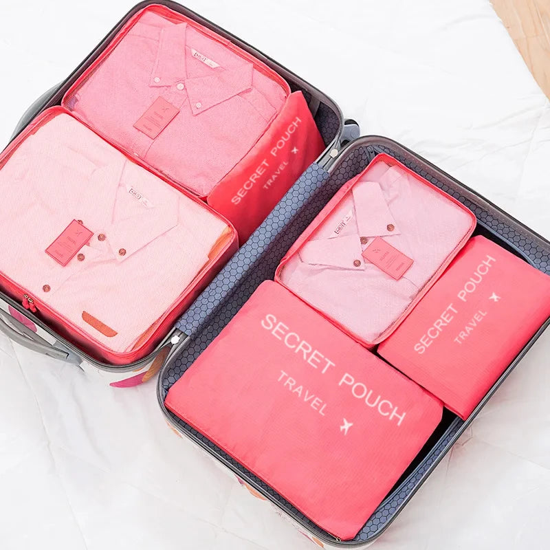 6 Pcs Travel Storage Bag Set – Waterproof, Large, Eco-Friendly Luggage Organisers