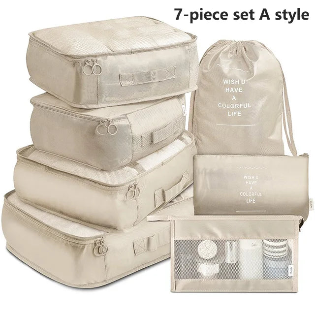 7PCS Travel Organizer Set – Packing Cubes for Clothes, Shoes & Luggage