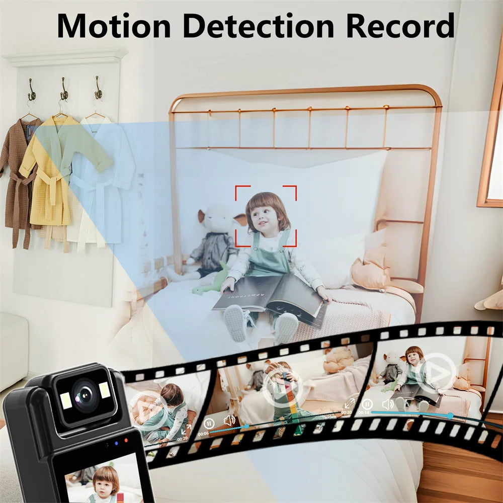 WiFi Mini body Camera – 1080P Portable Body Cam with Night Vision, 180° Rotatable Lens