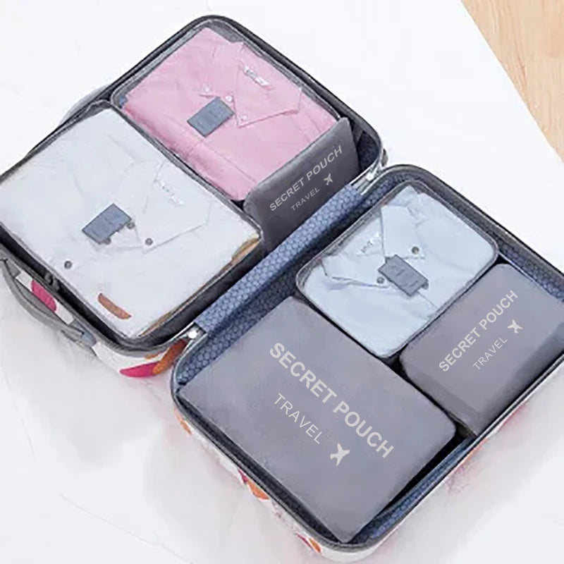 6 Pcs Travel Storage Bag Set – Waterproof, Large, Eco-Friendly Luggage Organisers
