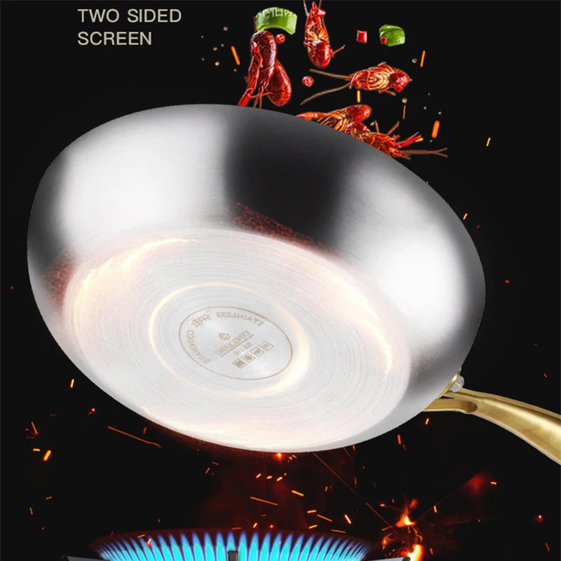316 Stainless Steel Non-Stick Frying Pan Wok- Pro-Grade Cooking with Zero Toxins