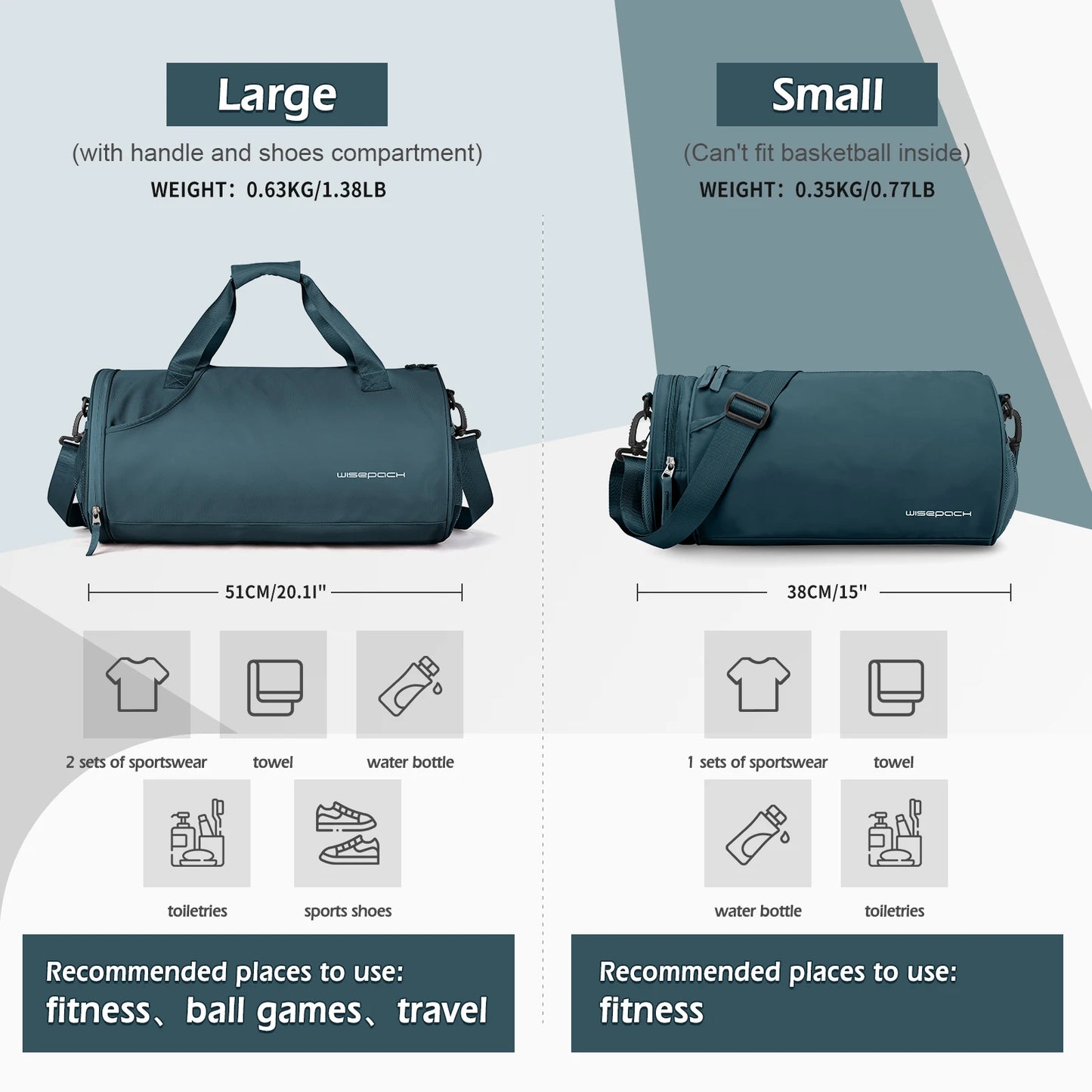 Women’s Waterproof Gym, Yoga & Weekend Bag with Shoe Compartment