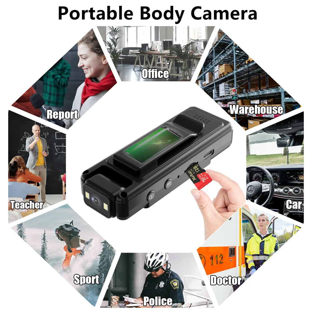 WiFi Mini body Camera – 1080P Portable Body Cam with Night Vision, 180° Rotatable Lens